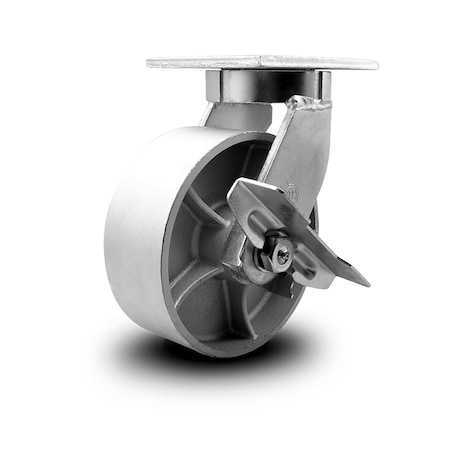 Service Caster 8 Inch Extra Heavy Duty Semi Steel Cast Iron Wheel Swivel Caster with Brake SCC SCC-KP92S830-SSR-SLB